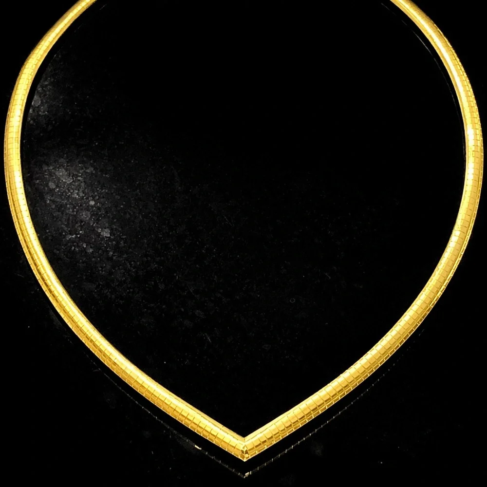 18k Gold Technibond omega mirror polished statement necklace estate vintage HSN